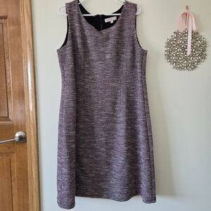 Loft Plus Sleeveless Tweed Dress Black And Burgundy 16W